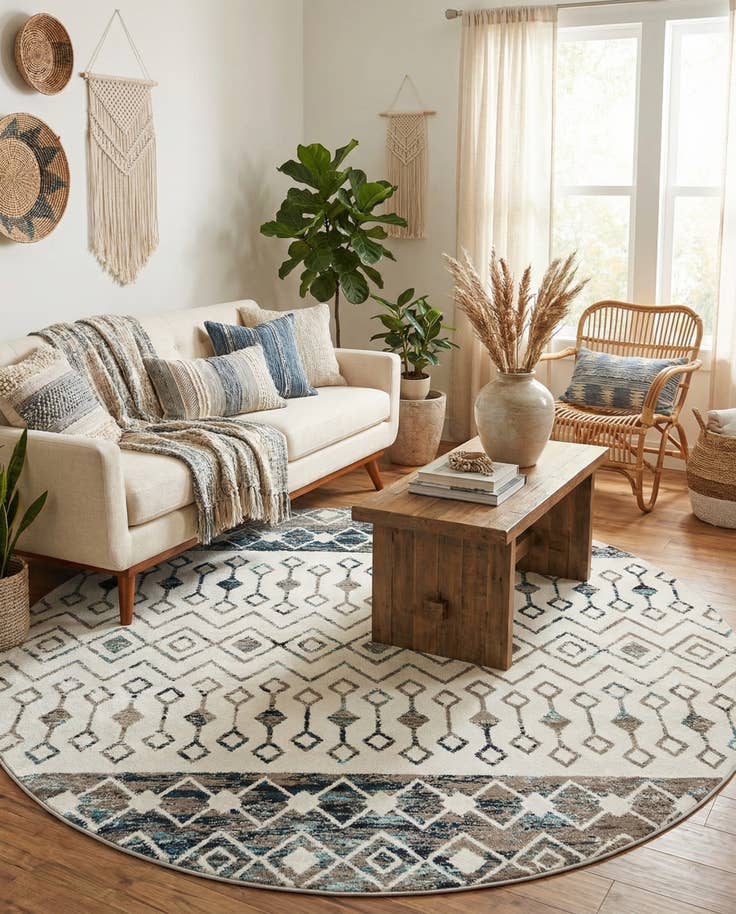 Detail image of 10' x 10' Moroccan Trellis Round Rug