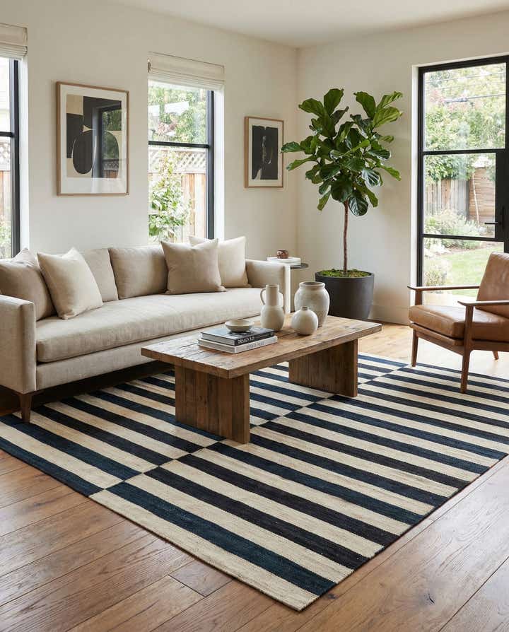5' 2 x 5' 7 Hand Woven Kilim Modern Wool Square Rug