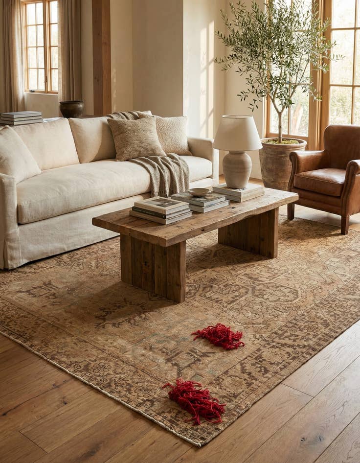 Detail image of 7' 8 x 9' 5  Hand Knotted Ultra Vintage Persian Wool Rug