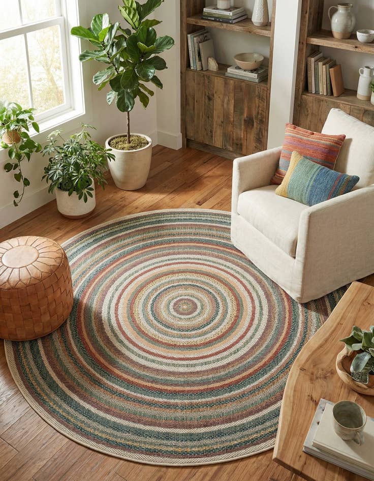 Detail image of 6' x 6'  Washable Baja Indoor / Outdoor Round Rug