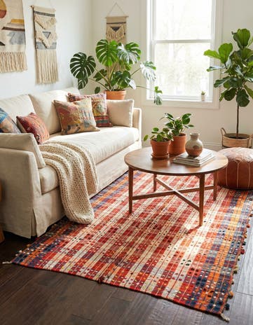4' 5 x 8' 6 Hand Knotted Moroccan Wool Rug