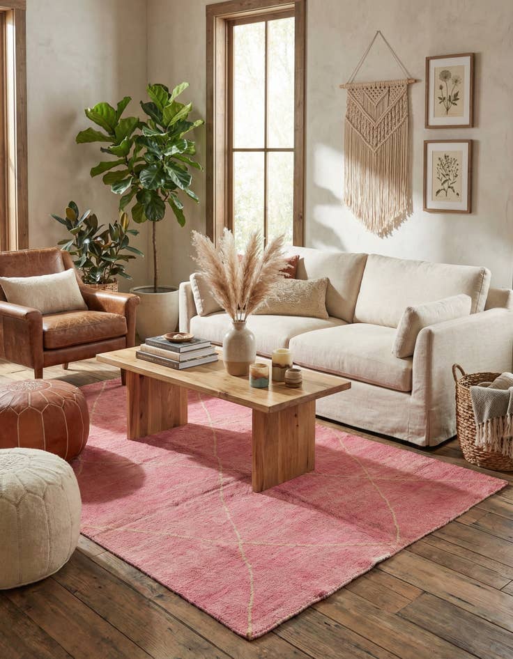 Detail image of 5' 6 x 7' 9  Hand Knotted Moroccan Wool Rug