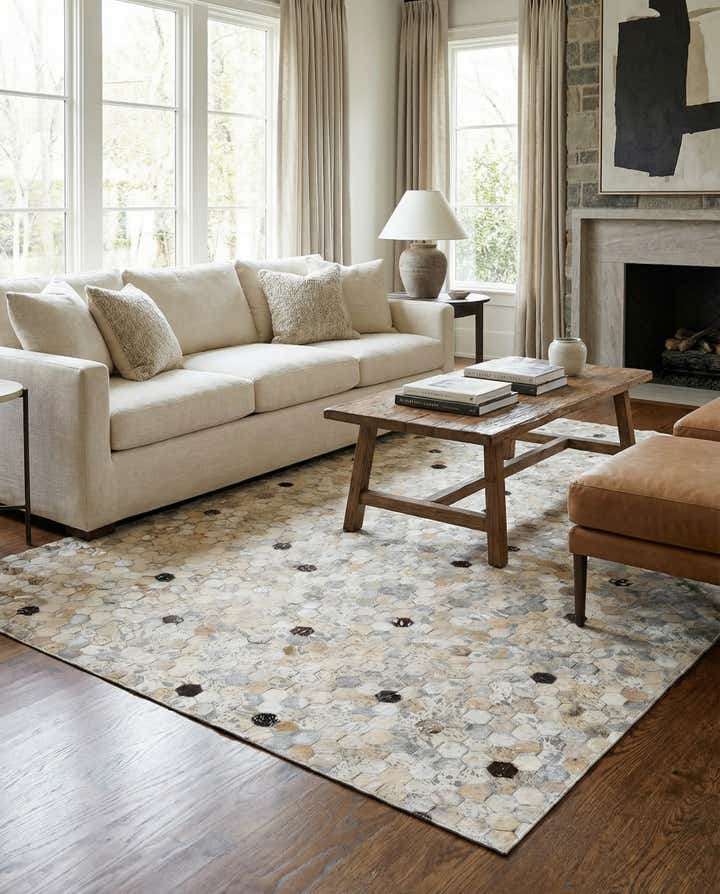 5' 3 x 7' 7 Cowhide Stocks Rug