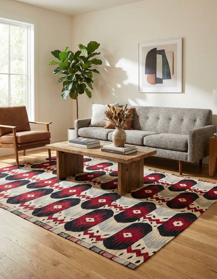 Detail image of 6' x 7' 7  Hand Woven Kilim Modern Wool Rug