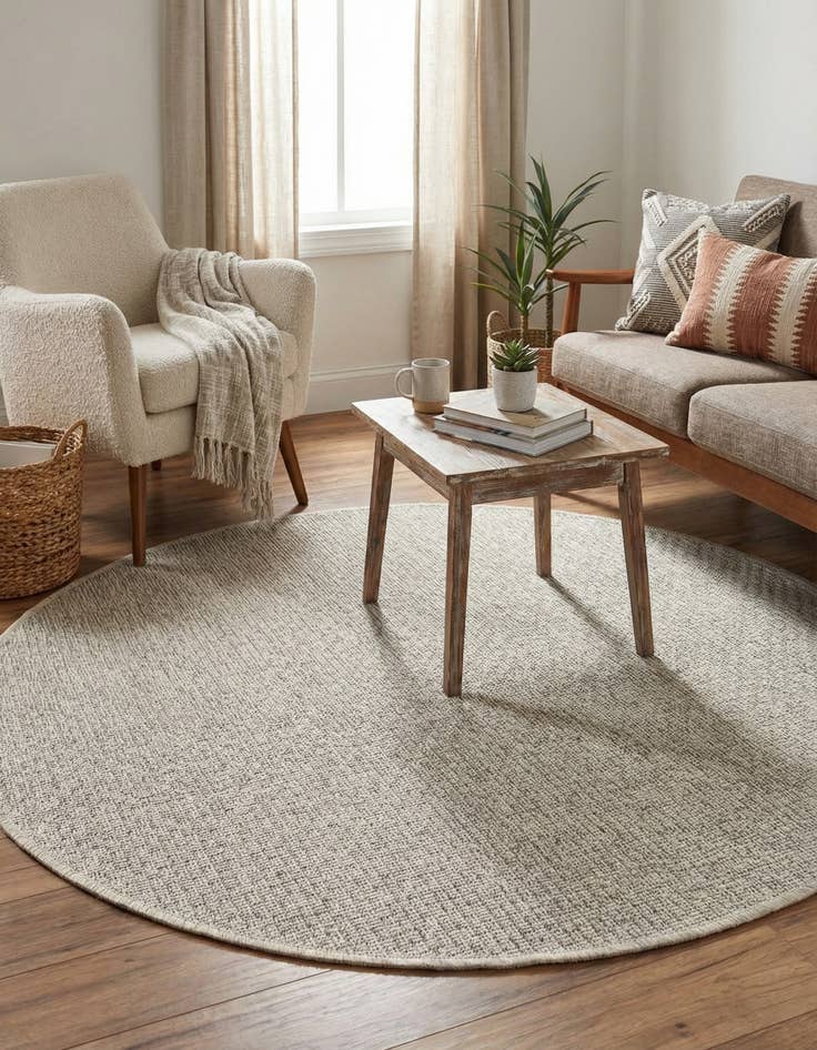 Detail image of 3' x 3'  Washable Solid Indoor / Outdoor Round Rug