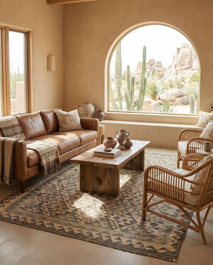 5' 3 x 7' 5 Hand Woven Kilim Maymana Wool Rug