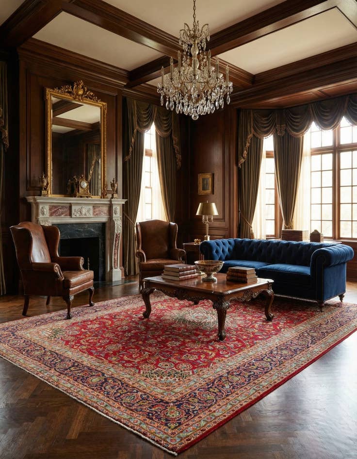 Detail image of  9' 8 x 13' 3  Hand Knotted Kashmar Persian Wool Rug