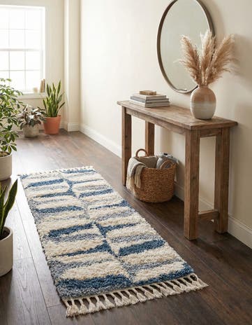 Blue Athena Shag Runner Rug