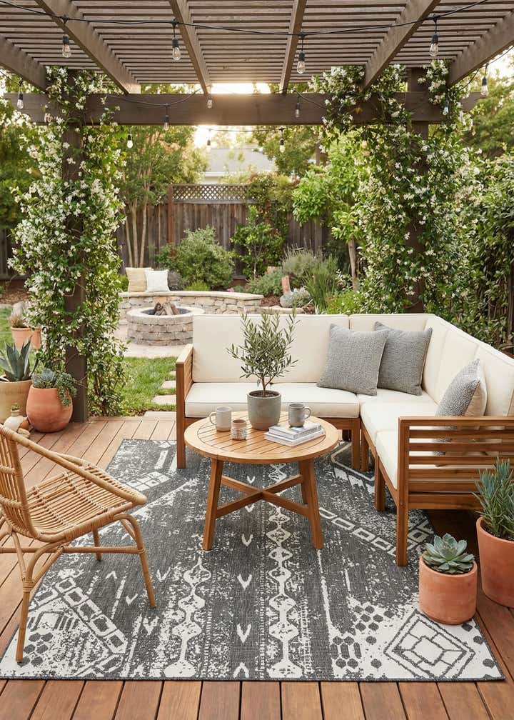 7' 10 x 10' Easy-Clean Bohemian Indoor / Outdoor Rug