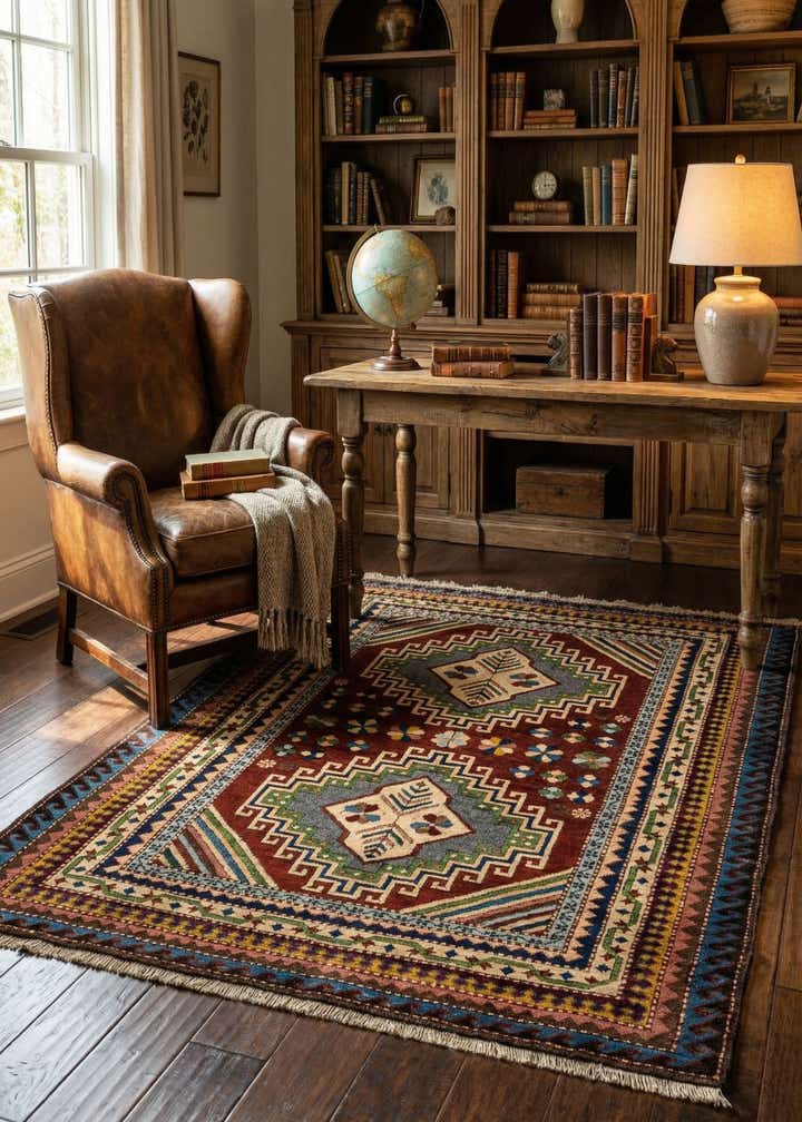 4' 4 x 6' Hand Knotted Fars Wool Rug