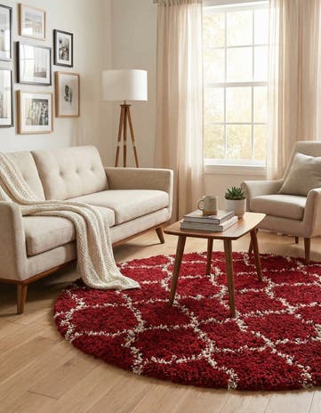6' x 6' Lattice Shag Round Rug