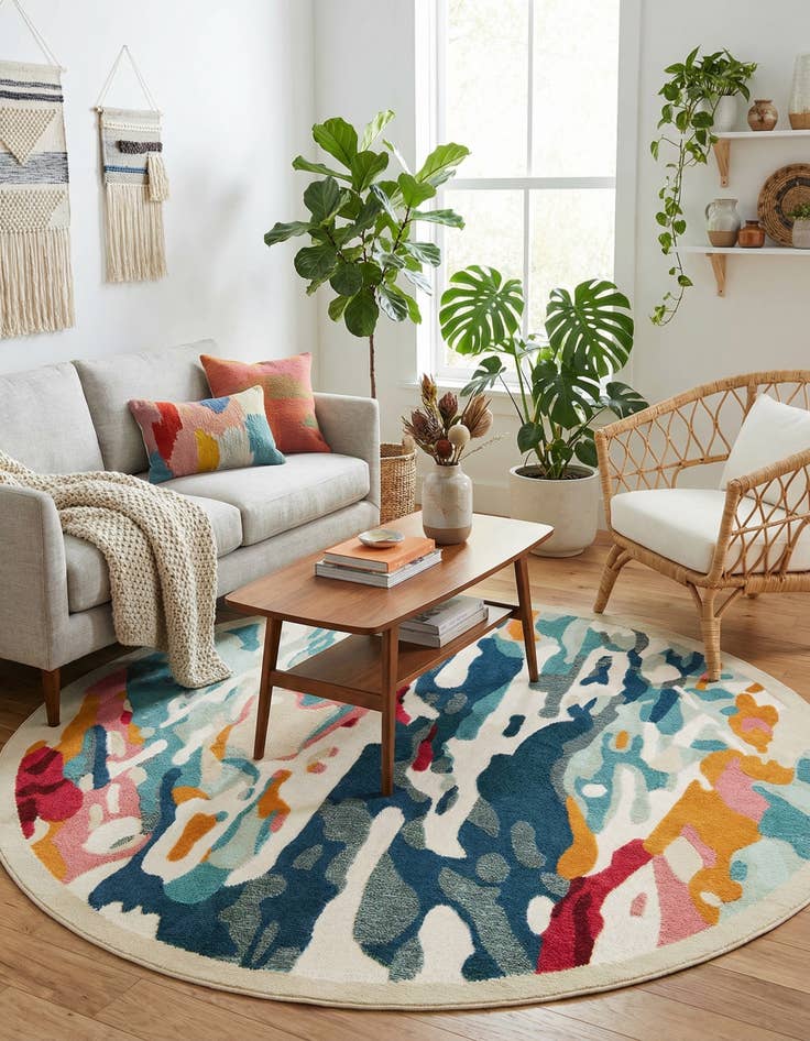 Detail image of  7' 10 x 7' 10  Washable Casablanca Indoor / Outdoor Round Rug