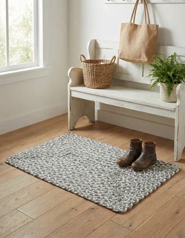 Gray Handmade Braided Chindi Rug