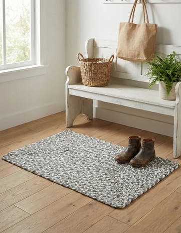 Gray Handmade Braided Chindi Rug