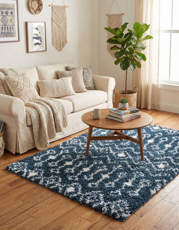 Detail image of  6' x 6' Moroccan Trellis Shag Square Rug