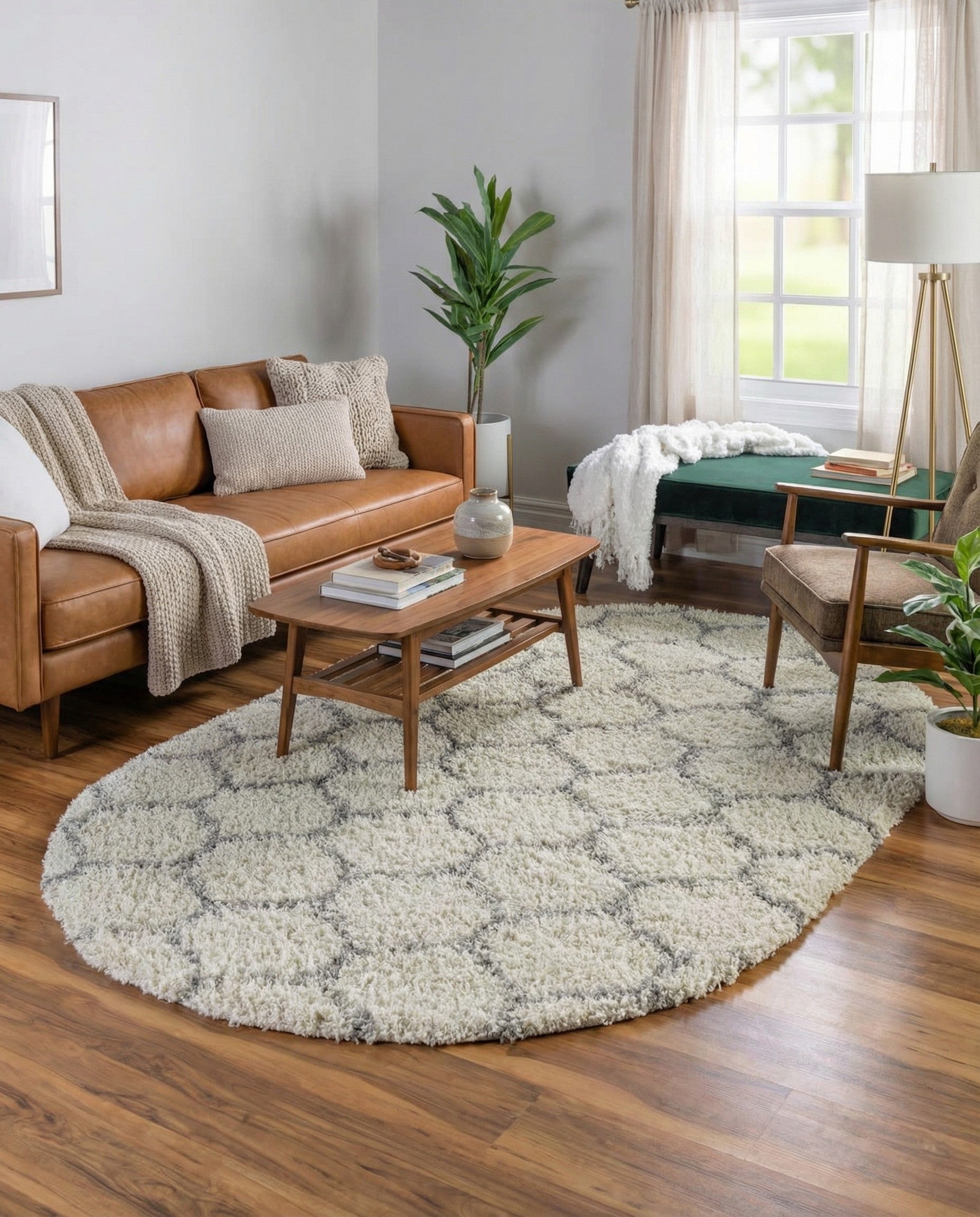  7' 10 x 10' Lattice Shag Oval Rug