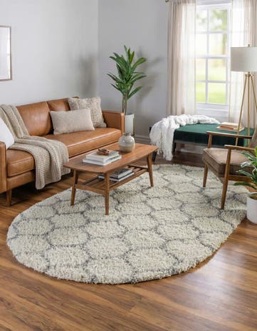 7' 10 x 10' Lattice Shag Oval Rug