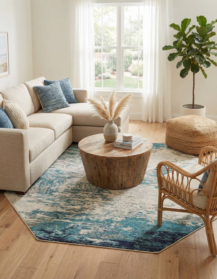 Detail image of 7' 10 x 7' 10  Washable Vivid Octagon Rug