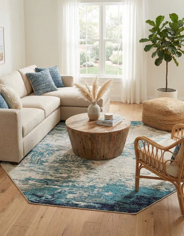 7' 10 x 7' 10 Washable Vivid Octagon Rug