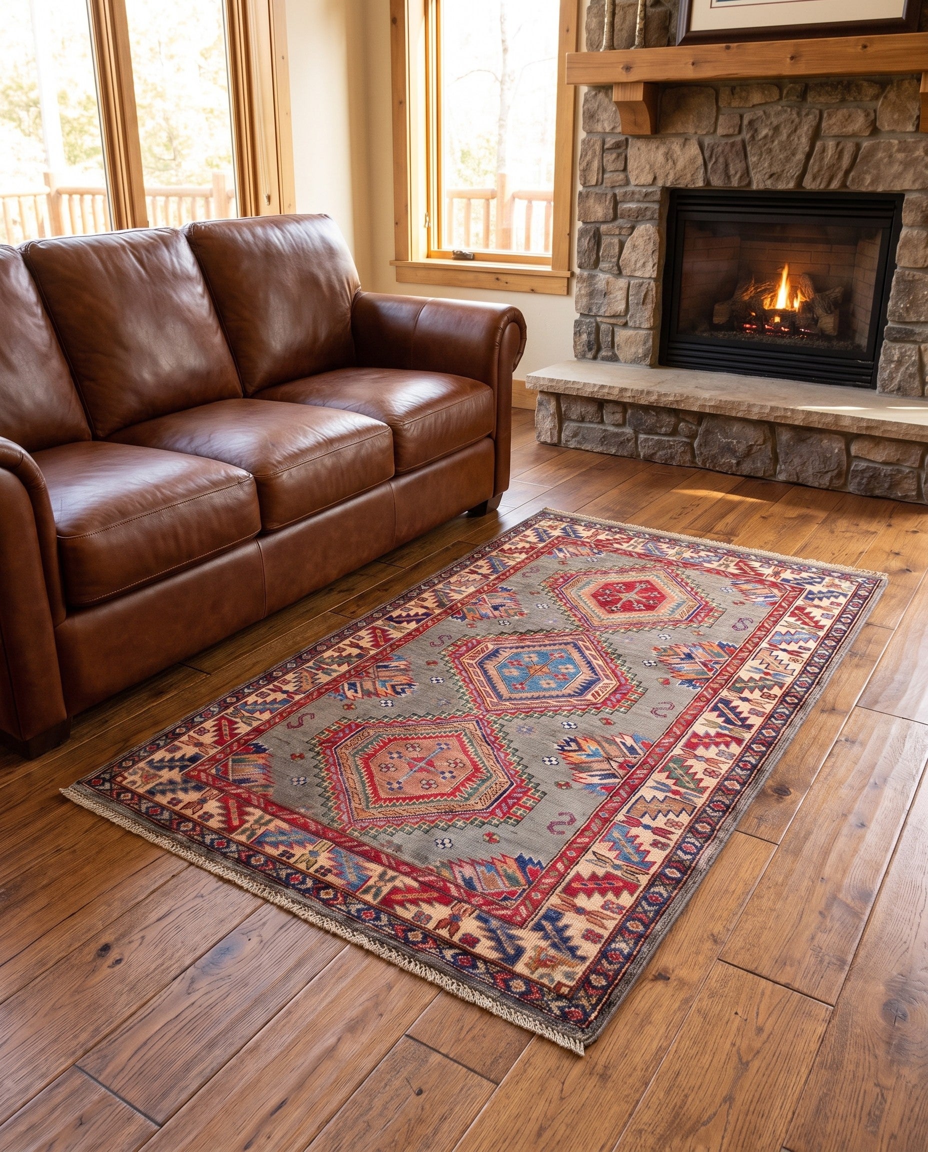 3' 4 x 5' 3 Hand Knotted Kazak Rug