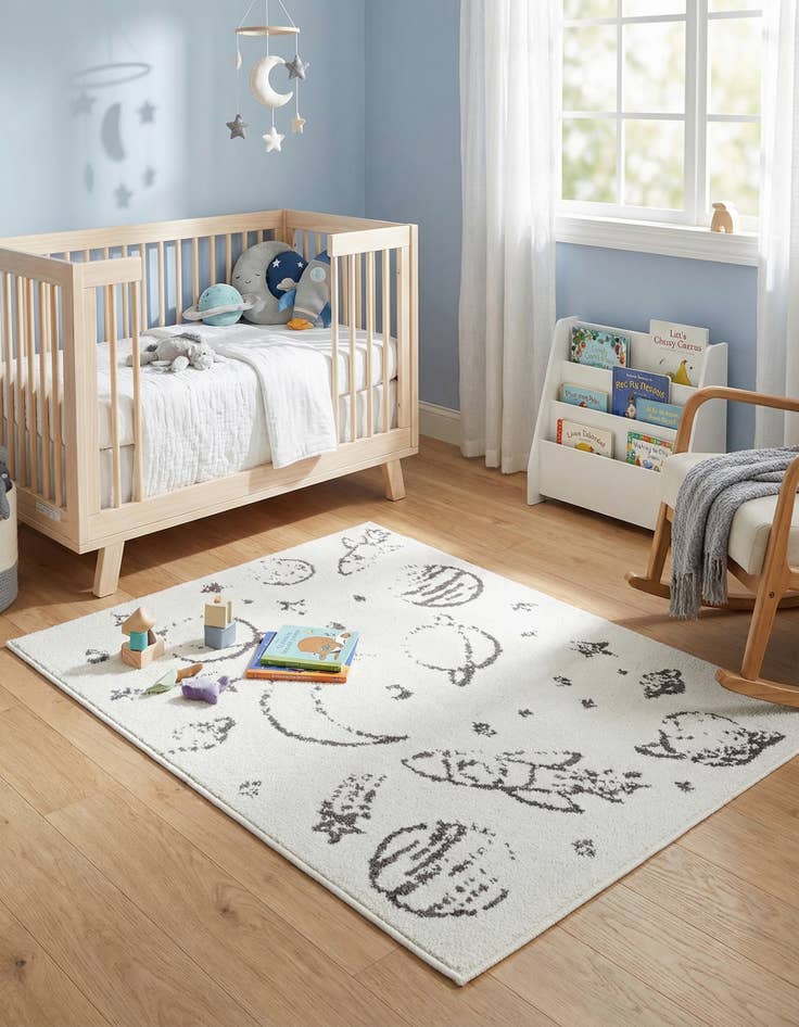 Detail image of 2' 2 x 2' 11 Planets Whimsy Kids Rug