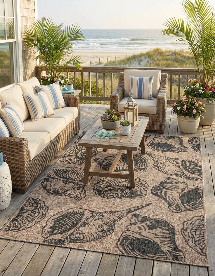 Detail image of 6' x 9'  Washable Coastal Indoor / Outdoor Rug