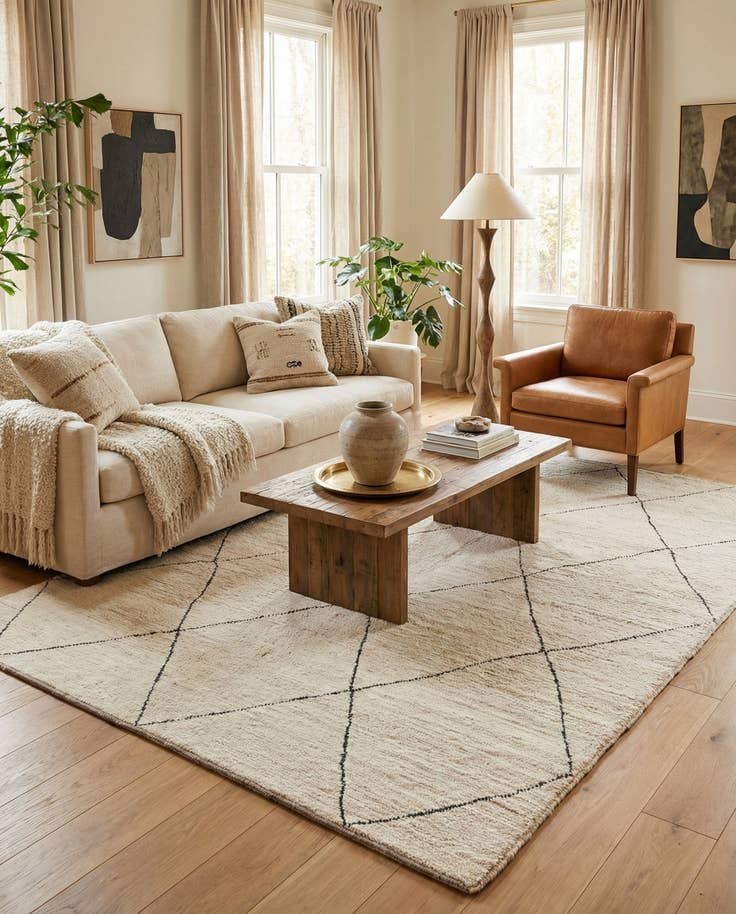 Detail image of 6' 4 x 8' 5 Hand Knotted Moroccan Wool Rug