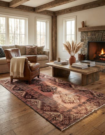 4' 3 x 6' 8 Hand Knotted Ultra Vintage Persian Wool Rug