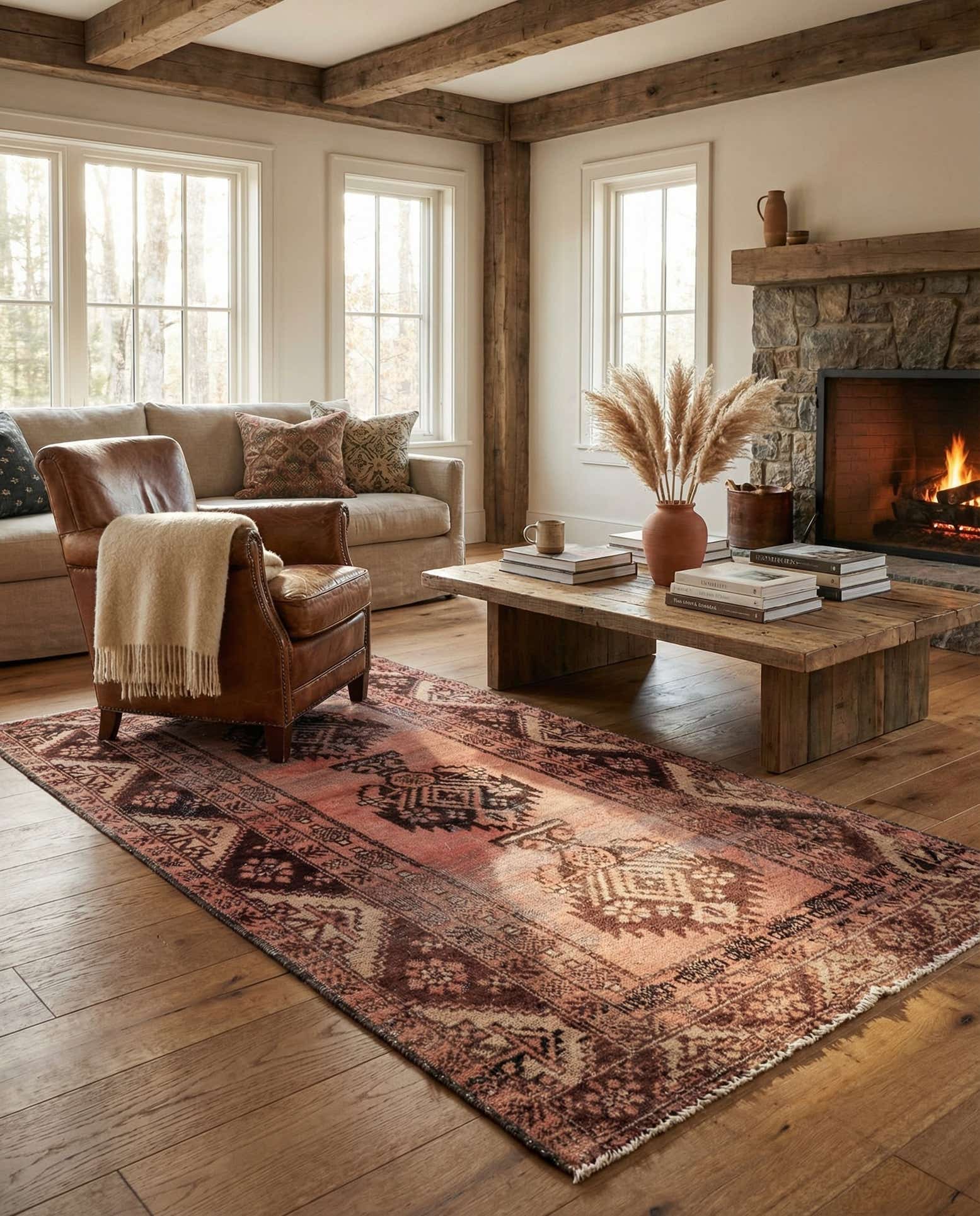 4' 3 x 6' 8 Hand Knotted Ultra Vintage Persian Wool Rug
