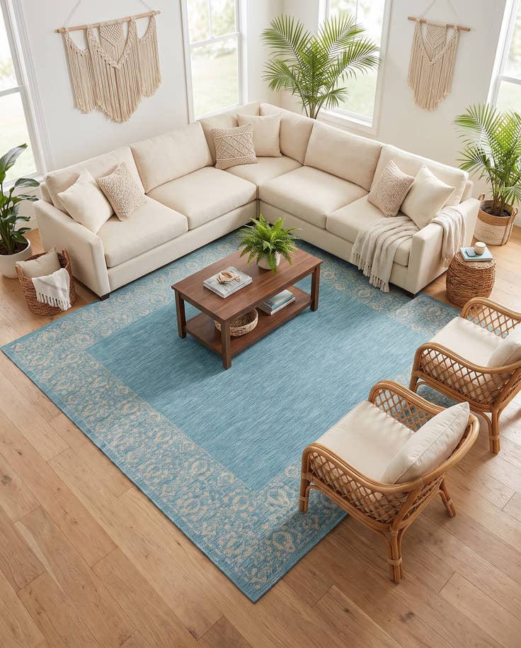 Detail image of 10' 8 x 10' 8 Easy-Clean Border Indoor / Outdoor Square Rug