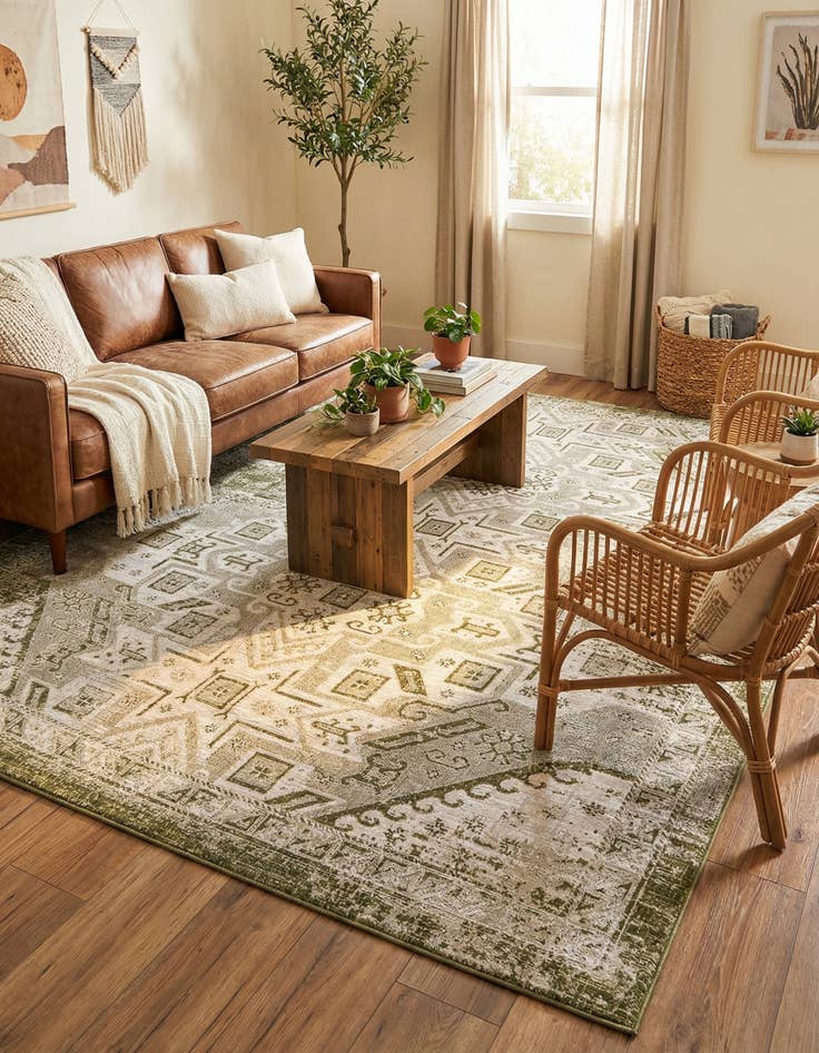 Detail image of  9' x 12'  Washable Aztec Indoor / Outdoor Rug