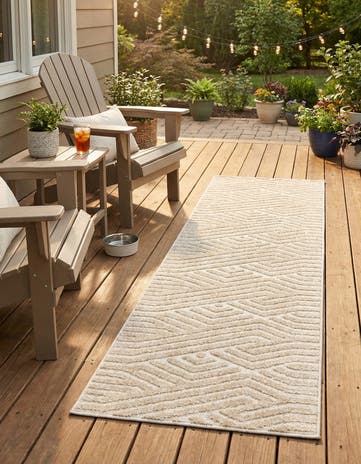 Beige Easy-Clean Sabrina Soto Hudson Indoor / Outdoor Runner Rug