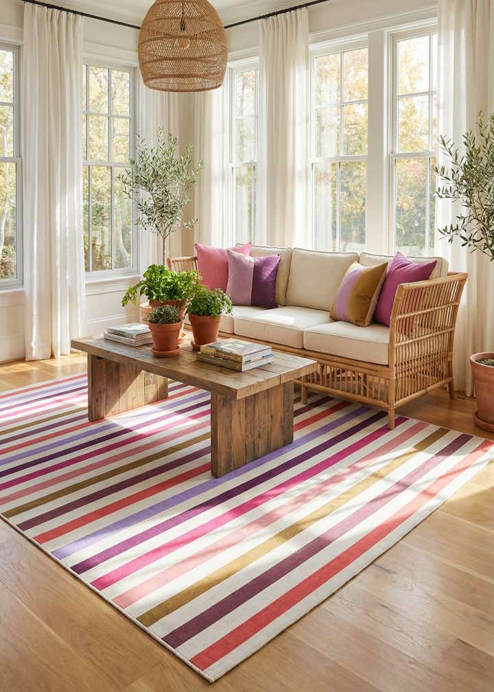 10' x 10' Easy-Clean Ribbon Indoor / Outdoor Square Rug