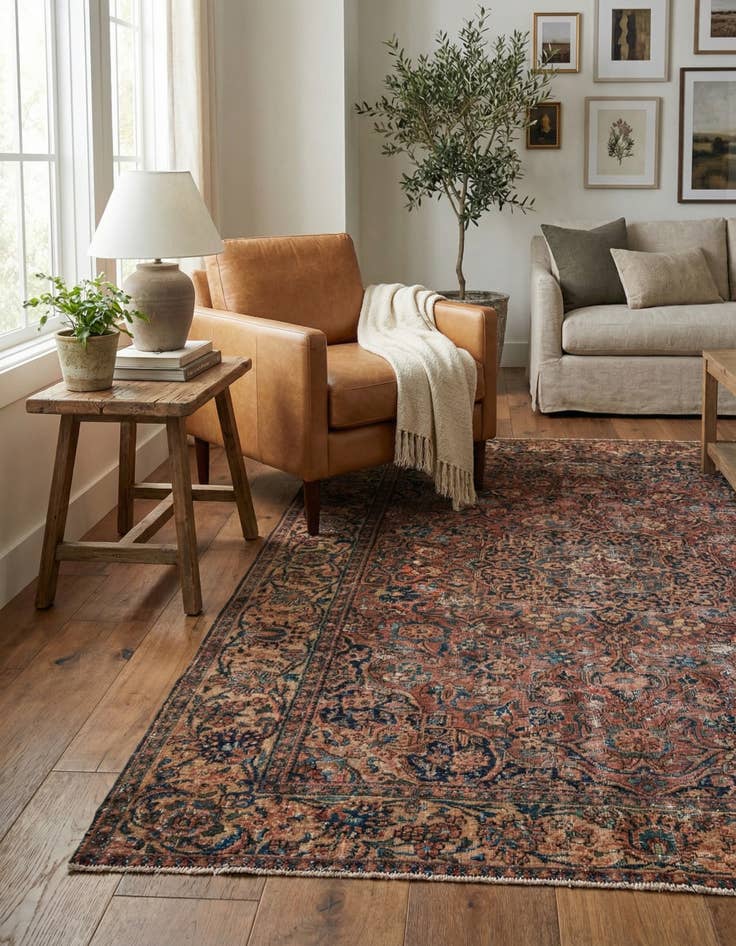 Detail image of 4' 3 x 6' 7  Hand Knotted Ultra Vintage Persian Wool Rug