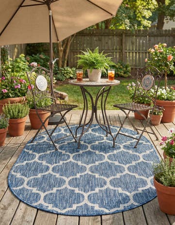 3' x 5' 3 Easy-Clean Lattice Indoor / Outdoor Oval Rug