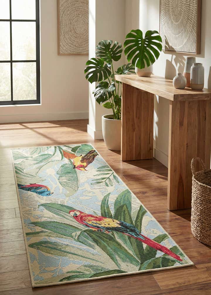 2' x 4' Easy-Clean Botanical Indoor / Outdoor Runner Rug