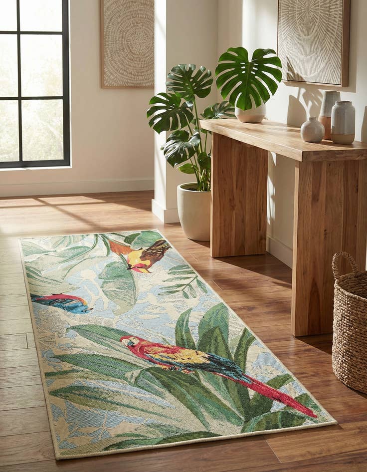 Detail image of 2' x 4' Easy-Clean Botanical Indoor / Outdoor Runner Rug