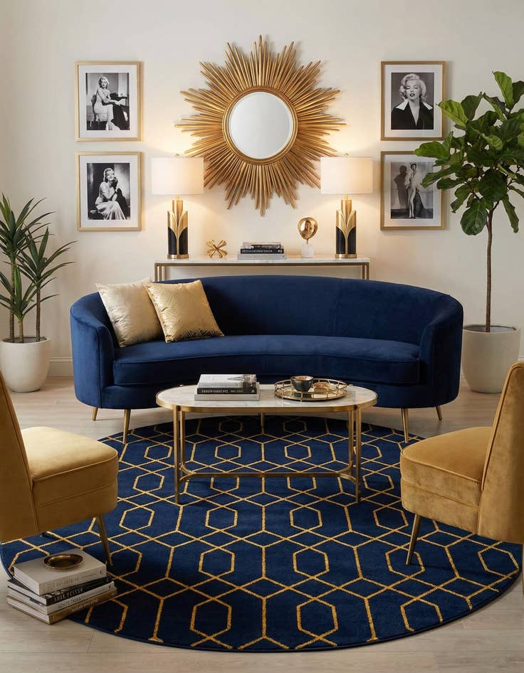 Detail image of  7' 10 x 10'  Marilyn Monroe™ Glam Trellis Oval Rug