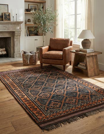 4' 2 x 6' 7 Hand Knotted Shiraz Persian Wool Rug