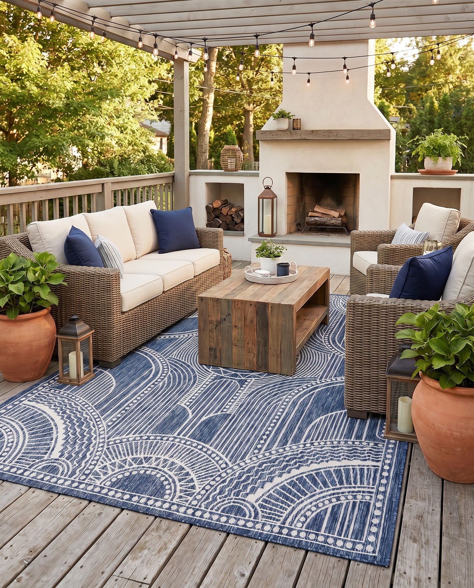 6' x 9' Easy-Clean Traditional Indoor / Outdoor Rug
