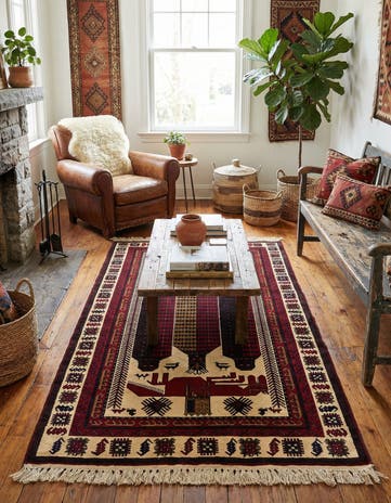4' 2 x 7' 4 Hand Knotted Balouch Wool Rug