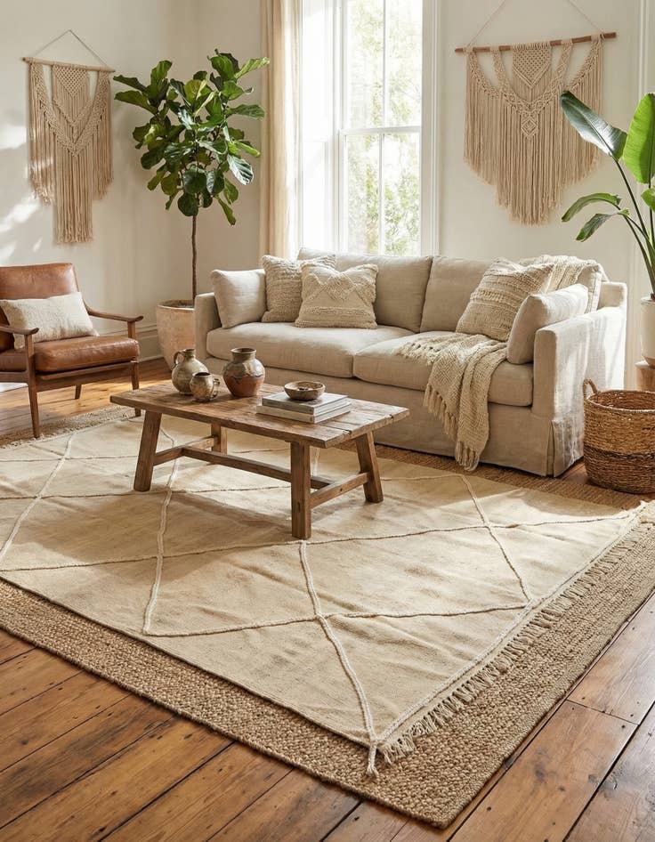 Detail image of  5' 10 x 7' 10  Hand Knotted Moroccan Wool Rug