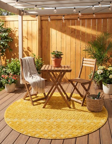 4' x 4' Easy-Clean Trellis Textured Indoor / Outdoor Round Rug
