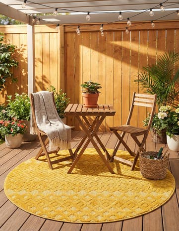 4' x 4' Easy-Clean Trellis Textured Indoor / Outdoor Round Rug