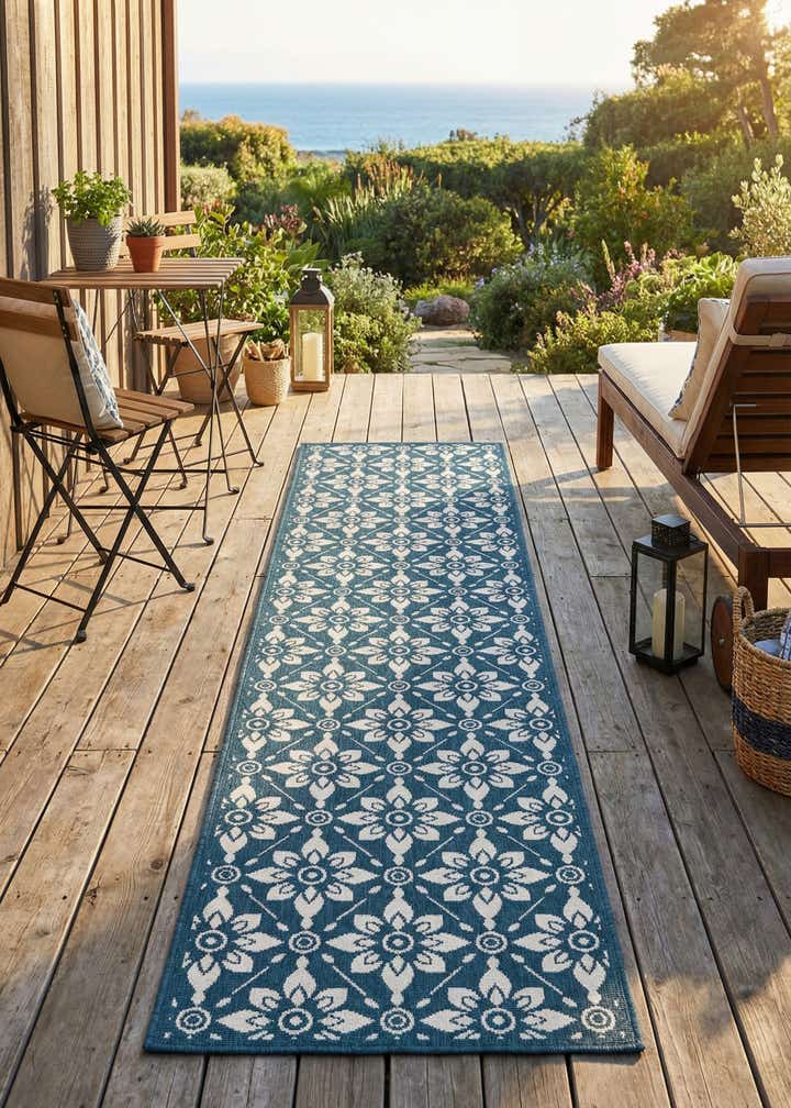 2' 7 x 12' Easy-Clean Trellis Indoor / Outdoor Runner Rug