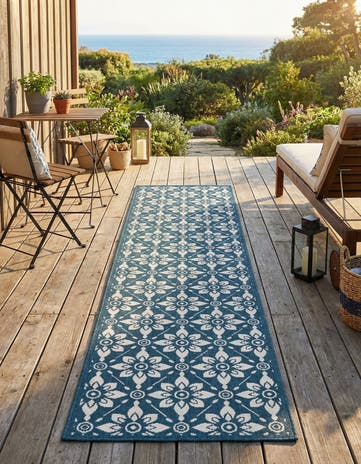 2' 7 x 12' Easy-Clean Lattice Indoor / Outdoor Runner Rug