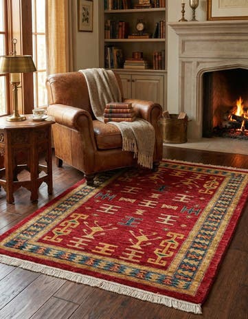 3' 3 x 4' 8 Hand Knotted Ziegler Wool Rug