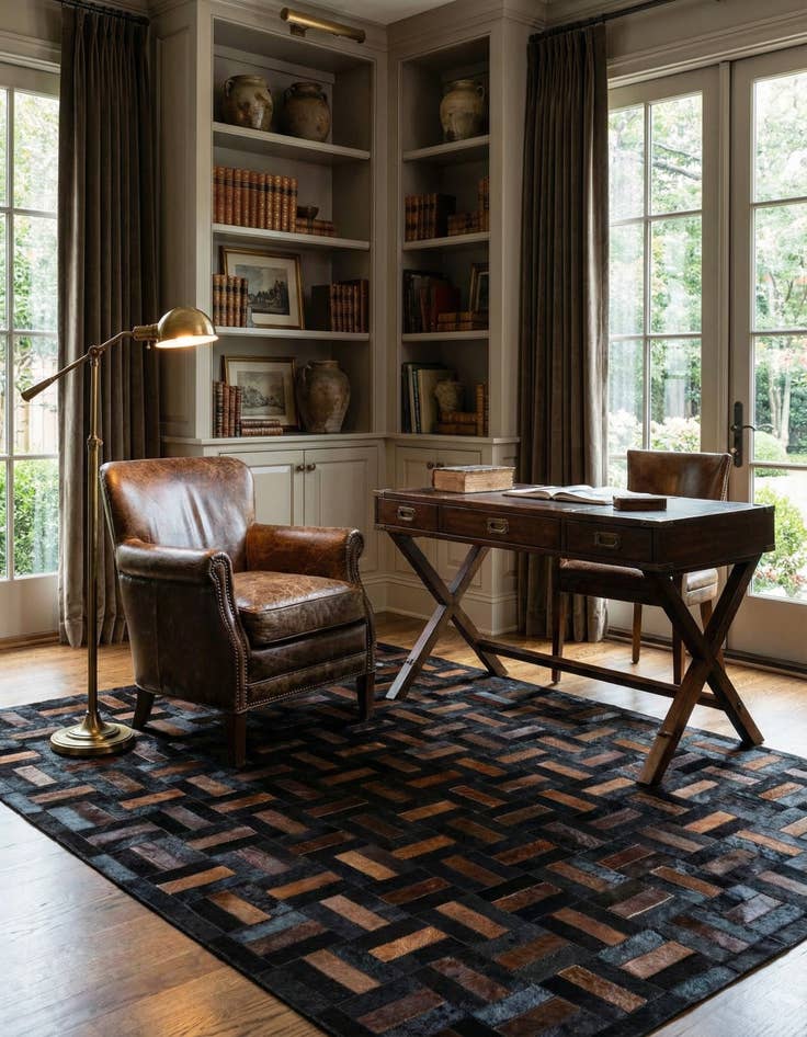 Detail image of  5' 3 x 8' 1 Cowhide - Patchwork Rug