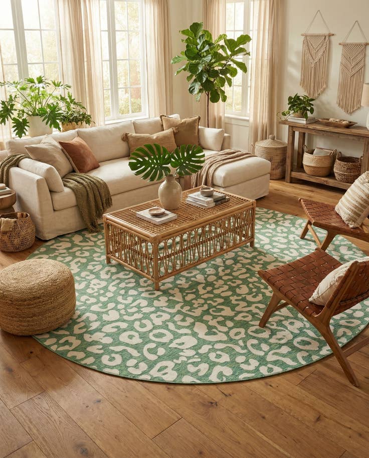 Detail image of 12' x 12' Easy-Clean Safari Indoor / Outdoor Round Rug