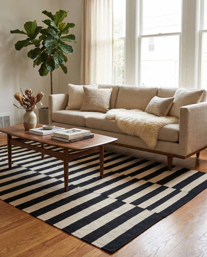 4' 3 x 5' 11 Hand Woven Kilim Modern Wool Rug